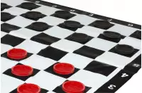 Mały zestaw do szachów i warcabów plenerowych / ogrodowych (król 20 cm) - figury + pionki do warcabów + szachownica Mały zestaw do szachów i warcabów plenerowych / ogrodowych (król 20 cm) - figury + pionki do warcabów + szachownica