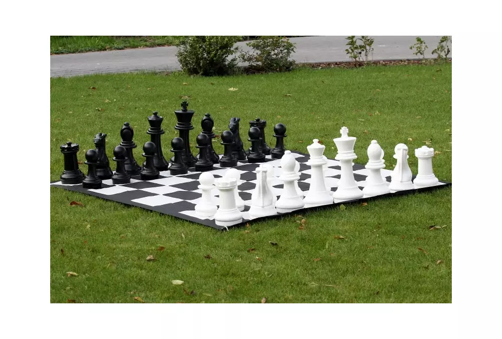 Zestaw do szachów plenerowych / ogrodowych (król 40 cm) - figury + szachownica nylonowa