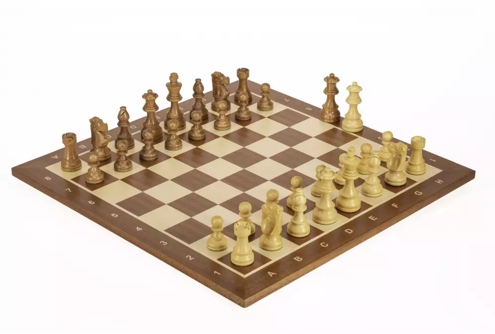 Zestaw szachowy French Mahogany| Król 98 mm | Pole 58 mm | Drewniany