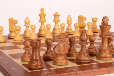 Zestaw szachowy French Mahogany| Król 98 mm | Pole 58 mm | Drewniany