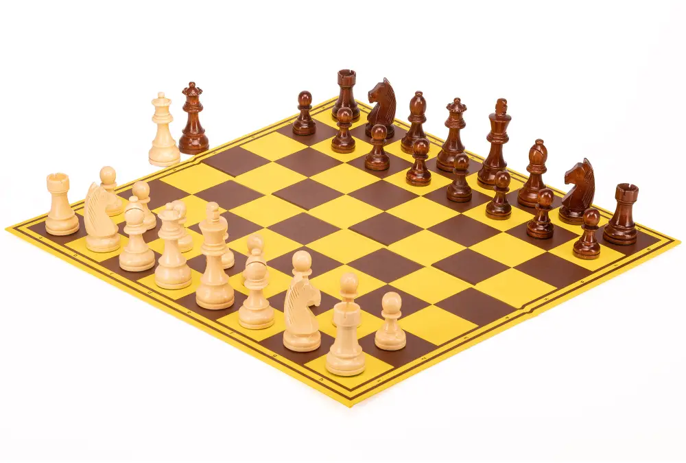 Zestaw szachowy | Figury szachowe German 5+ | Król 98 mm | Szachownica tekturowa