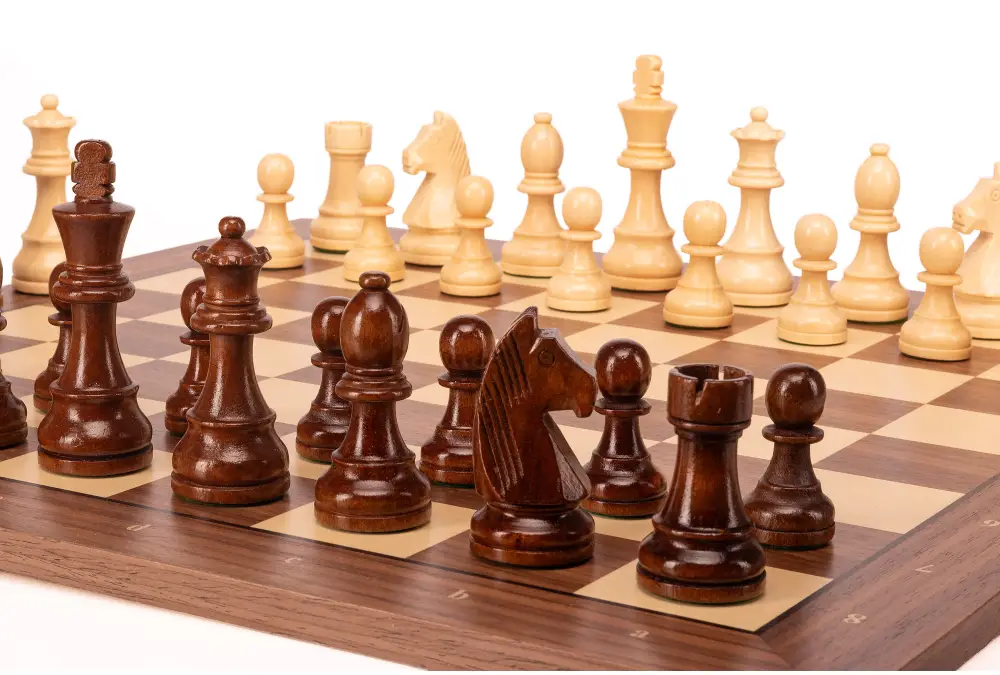 Zestaw szachowy German Walnut | Król 98 mm | Pole 50 mm | Drewniany