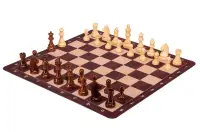 Zestaw szachowy | Figury szachowe German 5+ | Król 98 mm | Szachownica zwijana Mahoniowa Zestaw szachowy | Figury szachowe German 5+ | Król 98 mm | Szachownica zwijana Mahoniowa