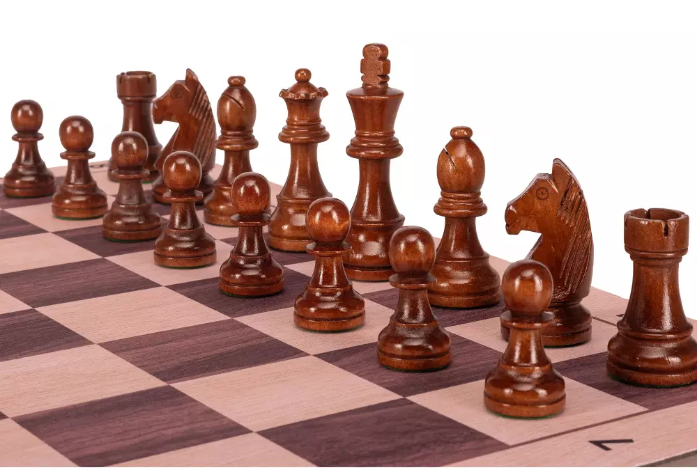 Zestaw szachowy | Figury szachowe German 5+ | Król 98 mm | Szachownica zwijana Light