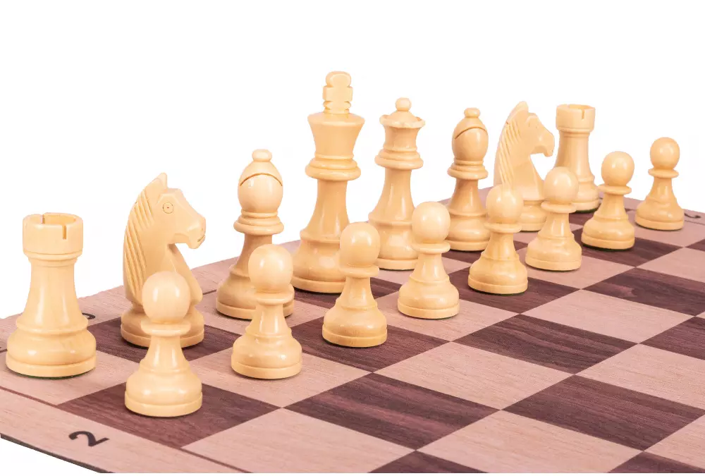 Zestaw szachowy | Figury szachowe German 5+ | Król 98 mm | Szachownica zwijana Light