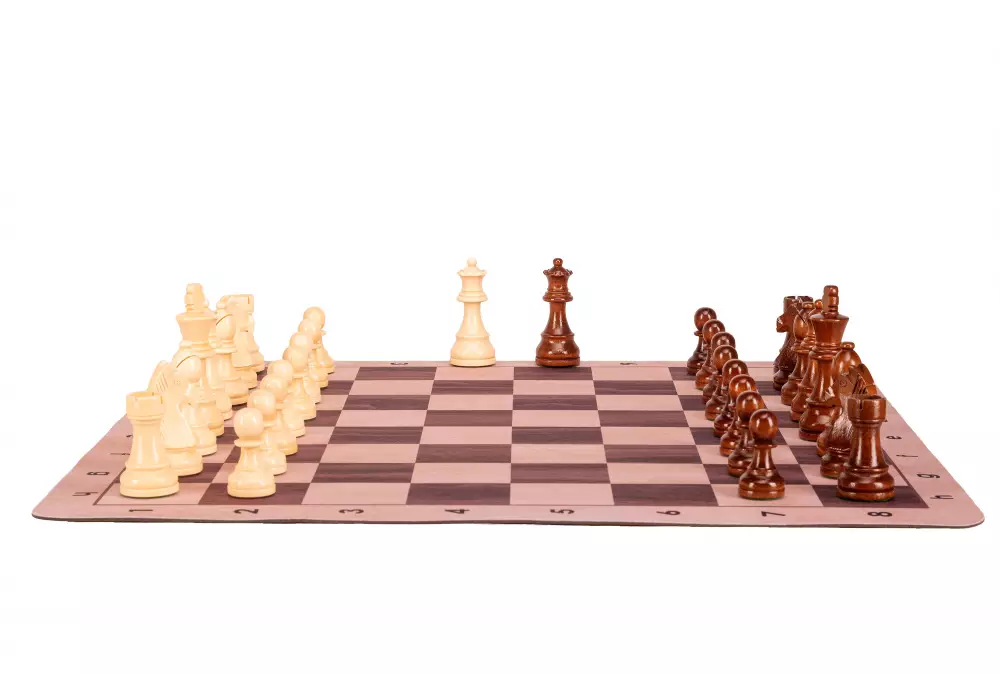 Zestaw szachowy | Figury szachowe German 5+ | Król 98 mm | Szachownica zwijana Light