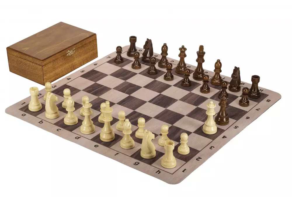 Zestaw szachowy | Figury szachowe German 5+ | Król 98 mm | Szachownica zwijana Light