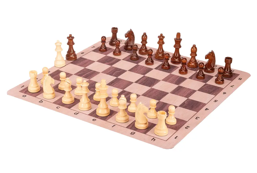 Zestaw szachowy | Figury szachowe German 5+ | Król 98 mm | Szachownica zwijana Light