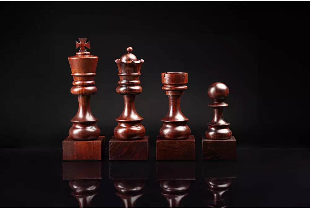 Puchar szachowy drewniany - Czarny Król (37 cm)