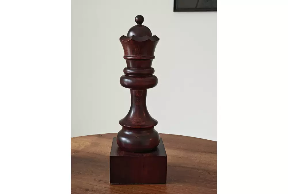 Puchar szachowy drewniany - Czarny Hetman (35 cm)