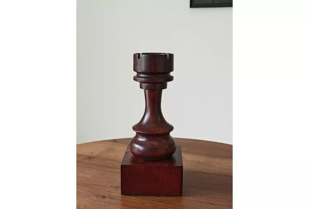 Puchar szachowy drewniany - Czarna Wieża (27 cm)