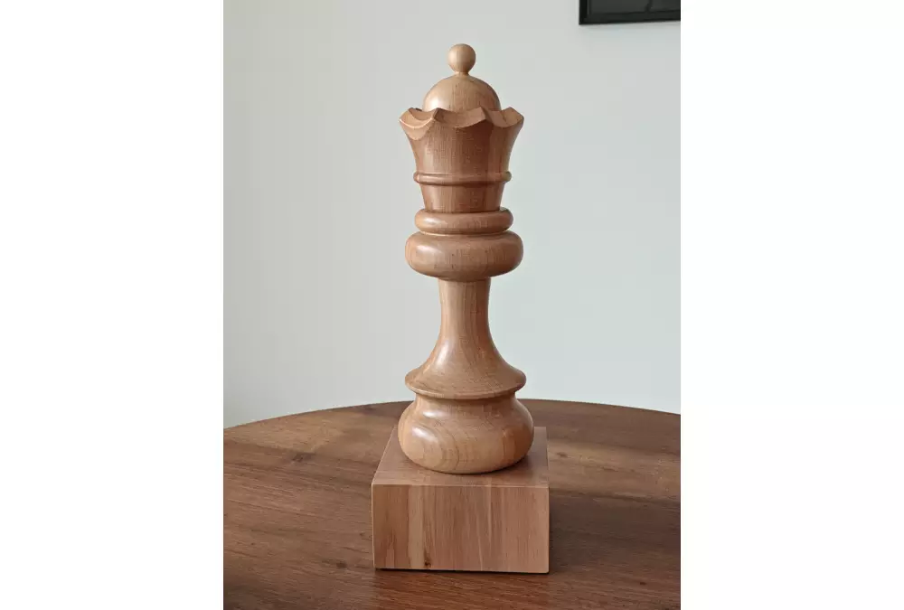 Puchar szachowy drewniany - Biały Hetman (35 cm)