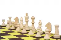 Zestaw szachowy turniejowy - figury szachowe drewniane CHW26 ART (król 90 mm) + szachownica tekturowa składana o polu 55 mm Zestaw szachowy turniejowy - figury szachowe drewniane CHW26 ART (król 90 mm) + szachownica tekturowa składana o polu 55 mm