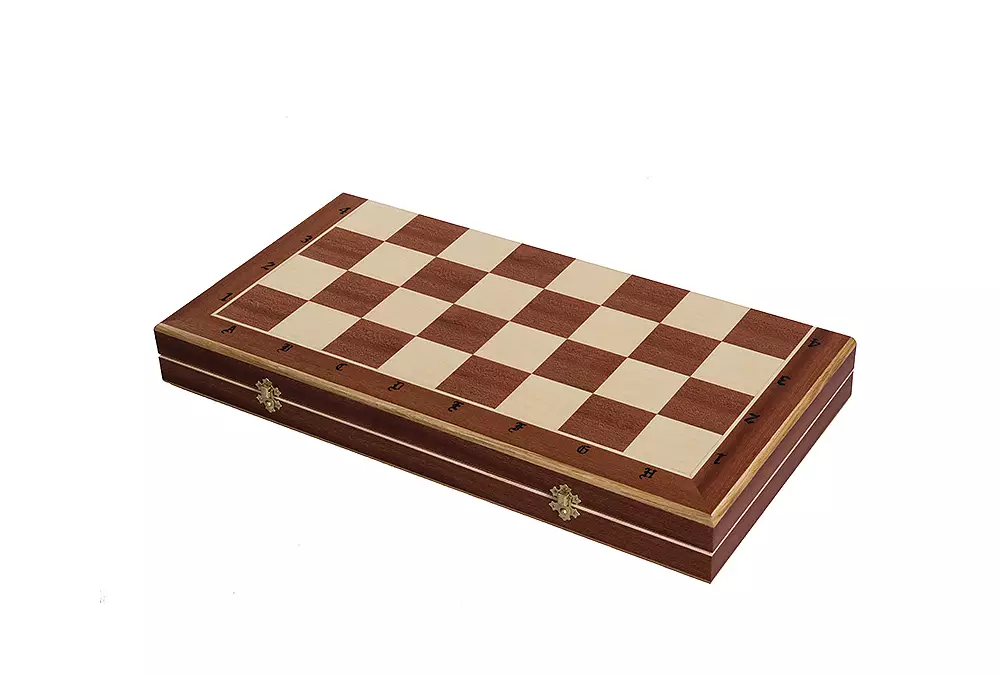 SZACHY ZAMKOWE DUŻE (58,5 x 59 cm) intarsja, wkładka
