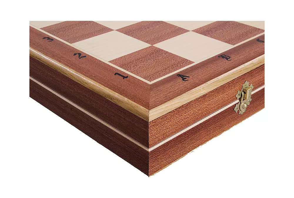 SZACHY ZAMKOWE DUŻE (58,5 x 59 cm) intarsja, wkładka