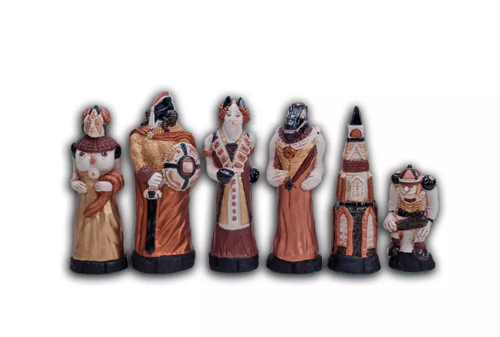 DUŻE SZACHY FANTAZJA (58x58cm) intarsjowane