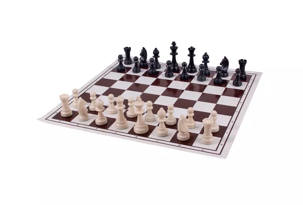 Dwustronna plastikowa deska szachy + młynek, (40x40cm), składana, biało - brązowa