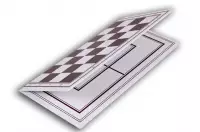 Dwustronna plastikowa deska szachy + młynek, (40x40cm), składana, biało - brązowa