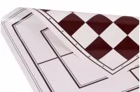 Dwustronna, zwijana, winylowa deska: szachy + młynek, biało - brązowa
