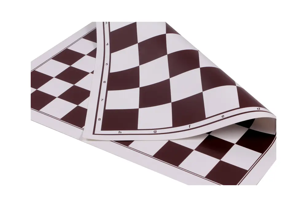 Szachownica zwijana, dwustronna: szachy + 100 polowe warcaby, biało - brązowa