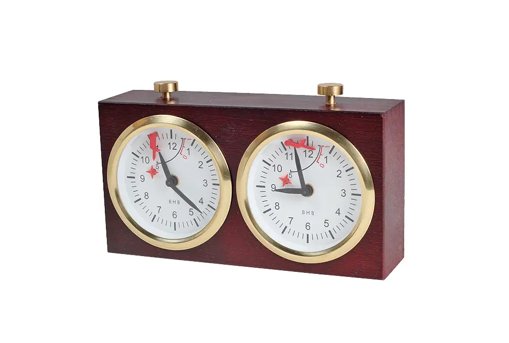 Zegar szachowy drewniany BHB bez podstawki - duży ciemny