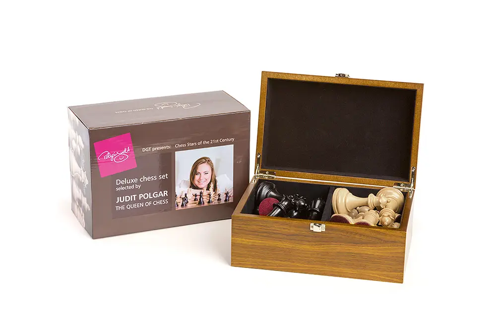 Figury szachowe Judit Polgar Deluxe nr 6 - 3,75" w kuferku drewnianym