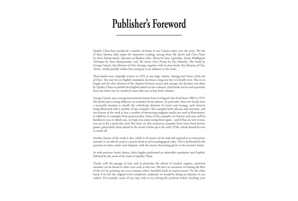 Key Elements of Chess Strategy by Georgy Lisitsin (twarda okładka)